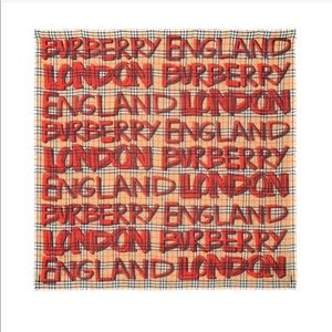 Burberry GRAFFITI ViNTAGE CHECK WOOL SILK LARGE SQUARE SCARF IN MULTICOLOURED